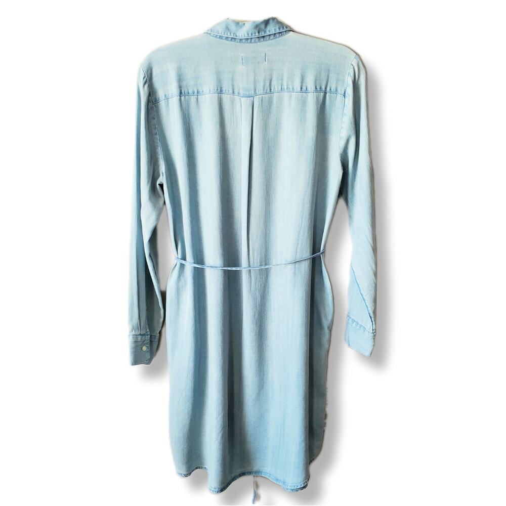 Loft Tencel Chambray Shirt Dress S Midi Coastal Preppy Casual Career Neutral NEW - Picture 5 of 8